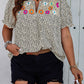 Boho Flower Decoration V Neck Shirt