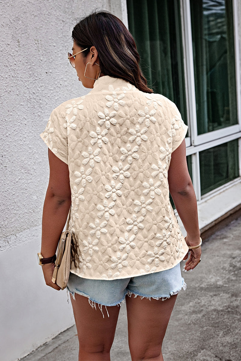 Button Jacquard Stand Collar