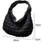 Black Quilted Zipper Large Shoulder Bag