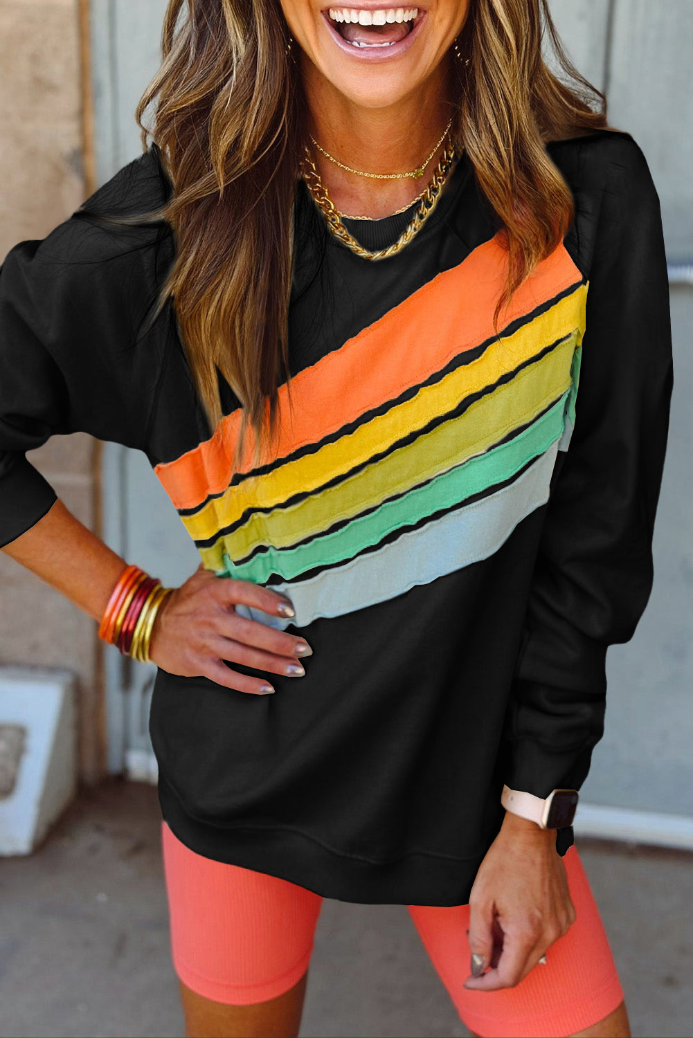 Black Colorblock Sweatshirt