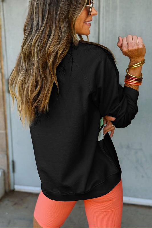 Black Colorblock Sweatshirt