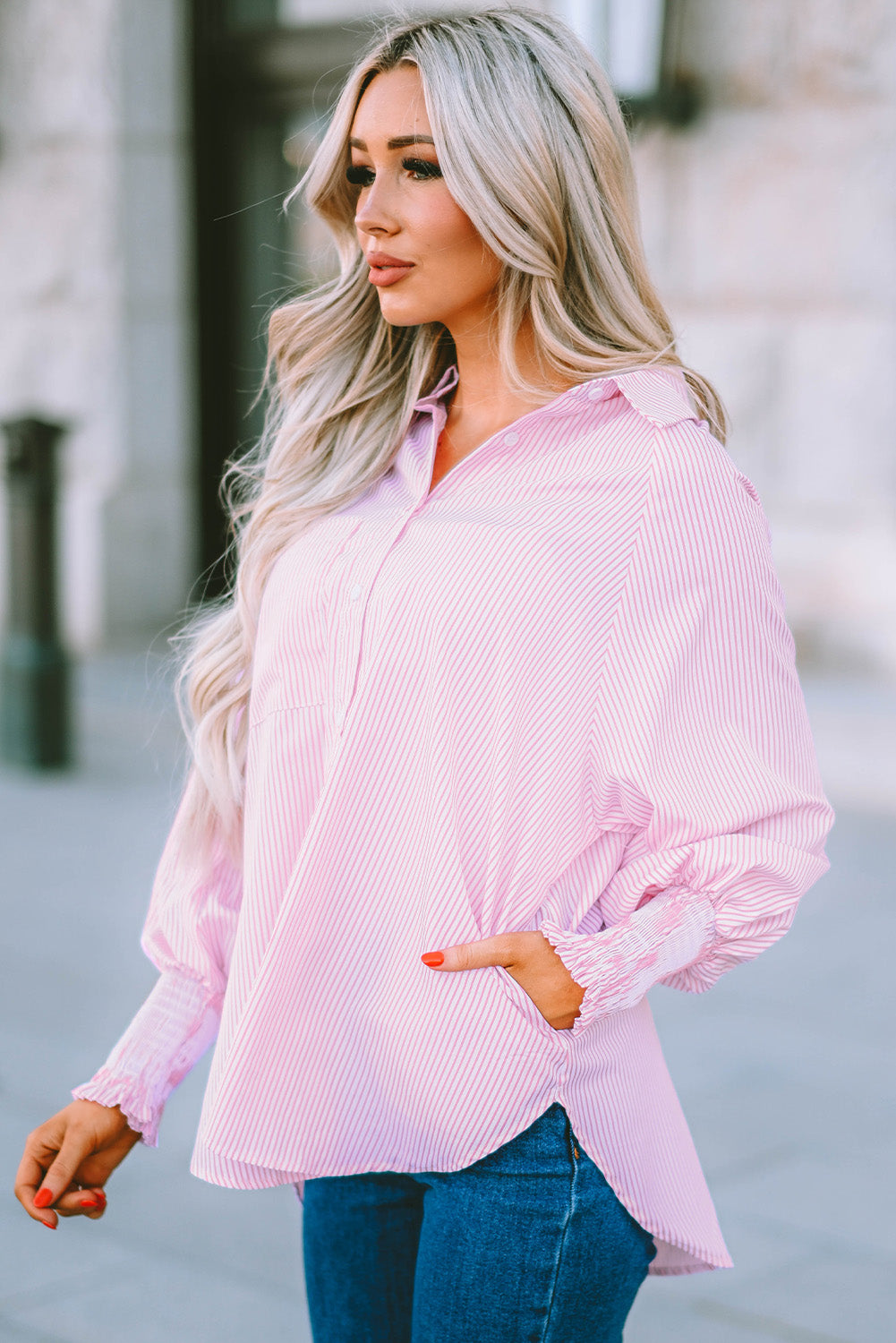 Smocked Boyfriend Shirt