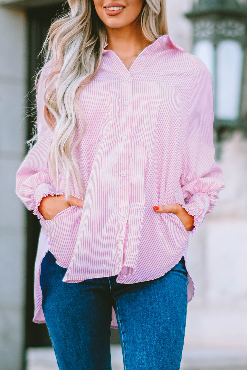 Smocked Boyfriend Shirt