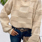 Parchment Checkered Sherpa Crew Neck Loose Sweater