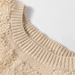 Parchment Checkered Sherpa Crew Neck Loose Sweater