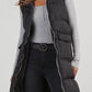 Coffee Windproof Longline Full Zipper Puffer Vest with Pockets