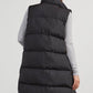 Coffee Windproof Longline Full Zipper Puffer Vest with Pockets