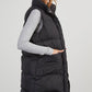 Coffee Windproof Longline Full Zipper Puffer Vest with Pockets