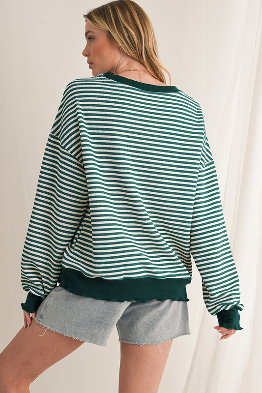 Stripe Drop Shoulder Long Sleeve Top